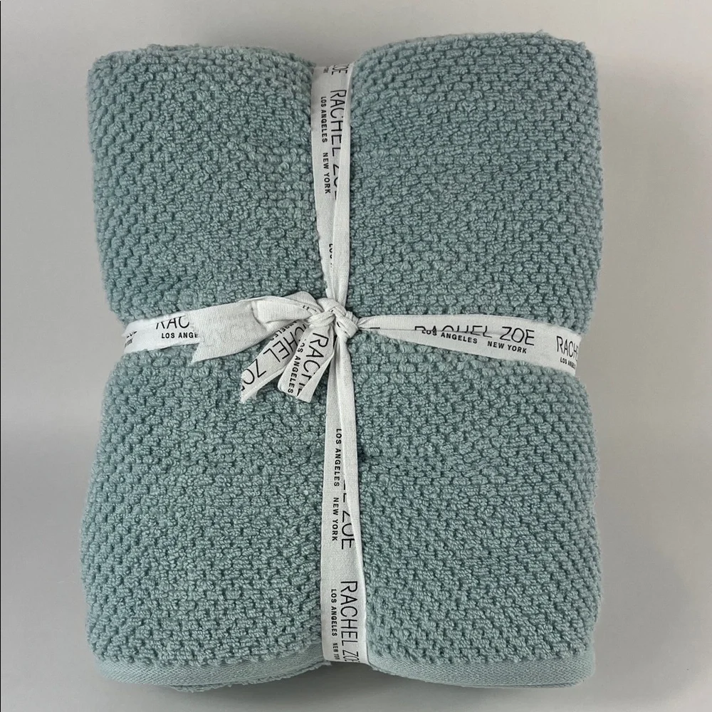 Rachel Zoe Light Blue 6-Piece Cotton Towel Set Bath Hand Wash NEW